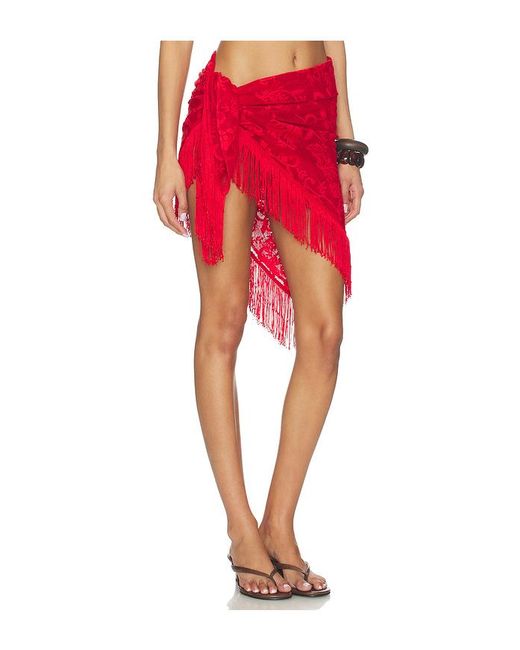 SNDY'S Red Lace Wrap Skirt
