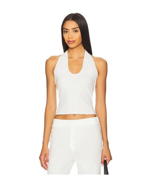 VIR VITA White Pointelle Halter Top