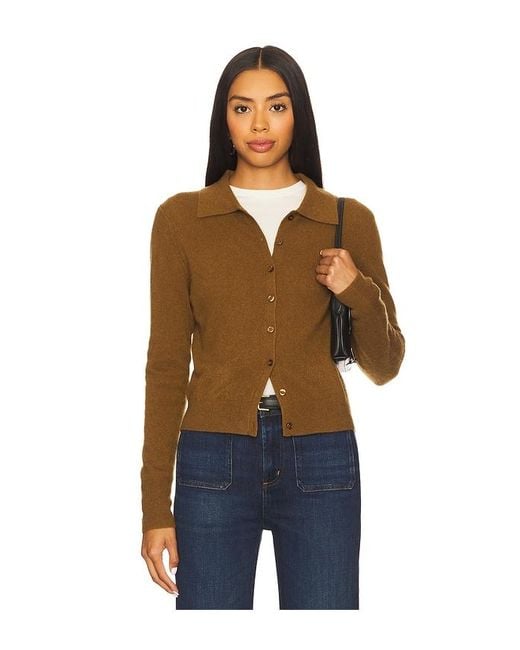 White + Warren Blue Cashmere Collared Cardigan