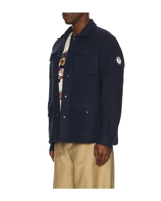Polo Ralph Lauren Blue Winter Olympics Boil Wool Double Knit Shirt for men