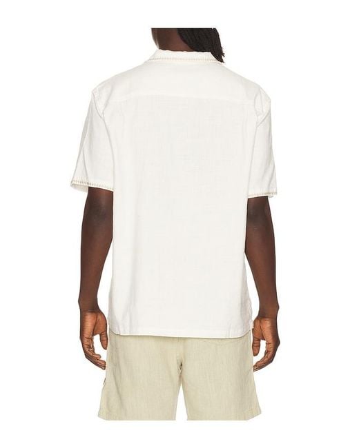 Marine Layer Natural Embroidered Resort Shirt for men