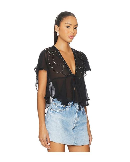 Free People Blue Oberteil Mit Nieten So Fine
