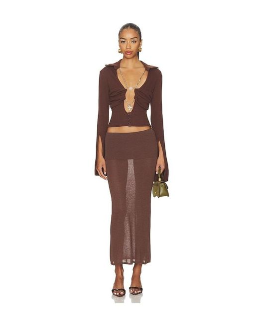 DI PETSA Brown La Davina Knit Long Sleeve Top