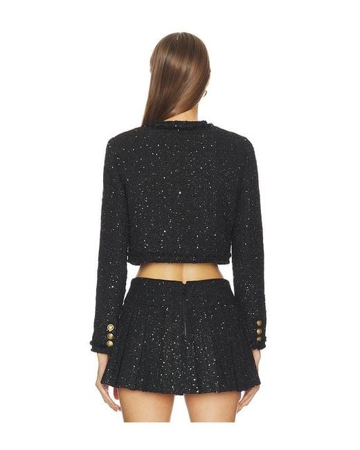Alice + Olivia Black Dumont Tweed Boxy Jacket