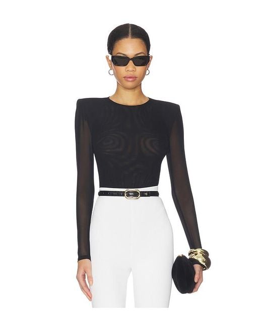 L'Agence Black 'Agence Trista Shoulder Pad Bodysuit