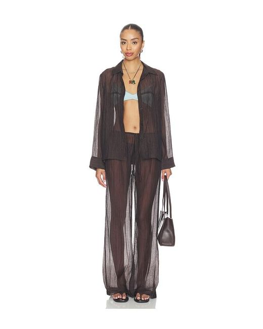 LNA Brown Velma Sheer Pant