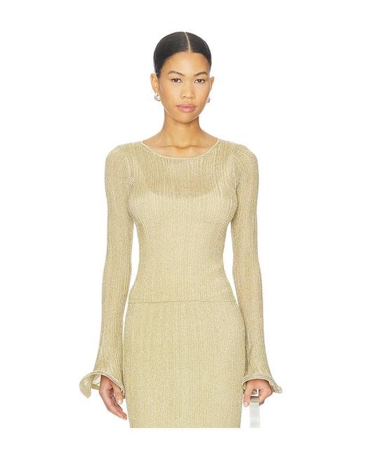 Jonathan Simkhai Natural Maebry Long Sleeve Crewneck Top