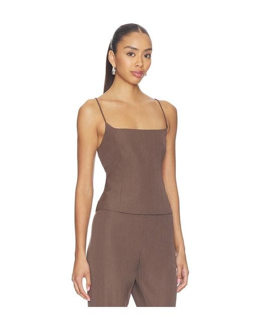 St. Agni Brown Silk Canvas Cami