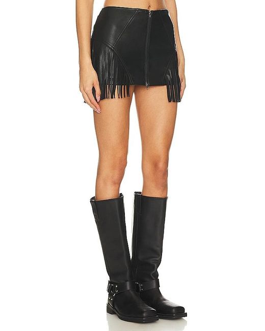 superdown Black Riley Faux Leather Skirt