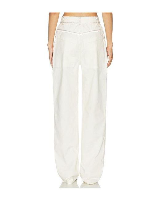 LAPOINTE White Embroidered Straight Leg Pant