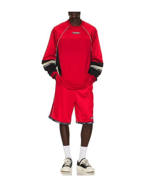 we11done Red Sporty Football Jersey Shorts for men