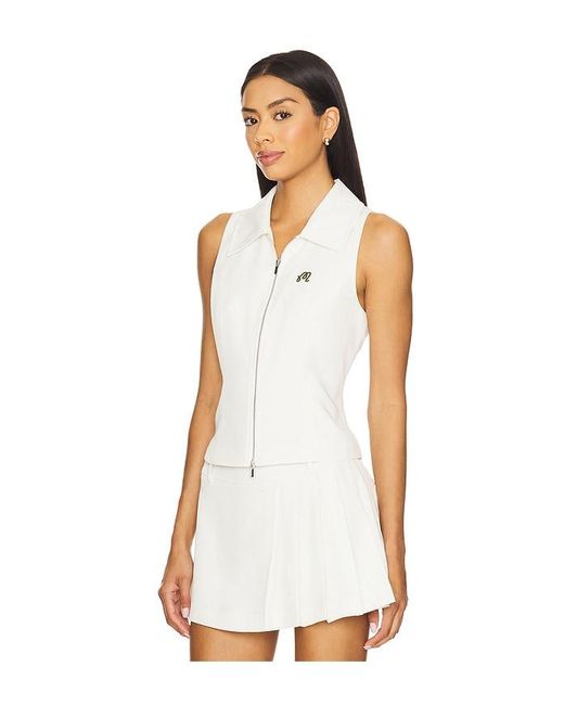 Malbon Golf Gemma Zip Sleeveless Polo Top in White | Lyst
