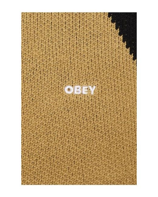 Obey Blue Raglan Crew Neck Sweater for men