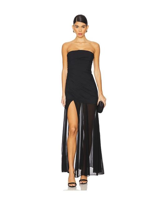 Shona Joy Black Blainey Strapless Draped Maxi Dress