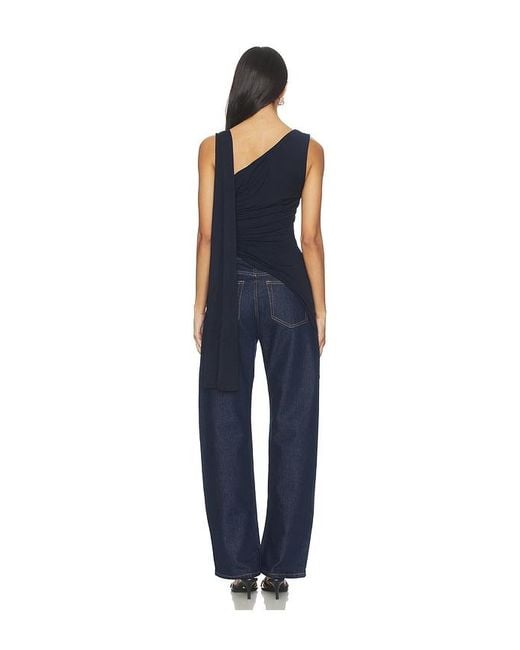 WeWoreWhat Blue One Shoulder Draped Top