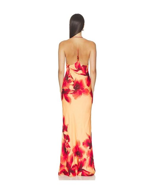 Rococo Sand Red Halter Neck Maxi Dress