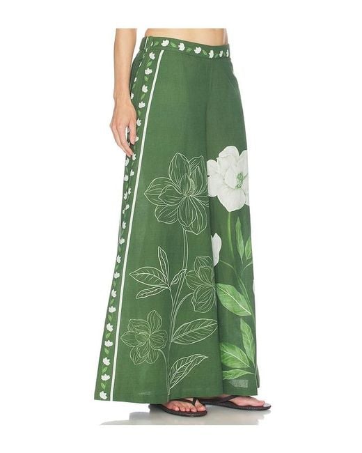 VERANDAH Green Magnolia Flared Pants