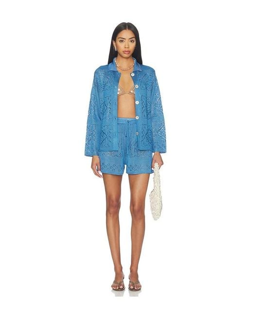 Calle Del Mar Blue Handkerchief Long Sleeve Shirt