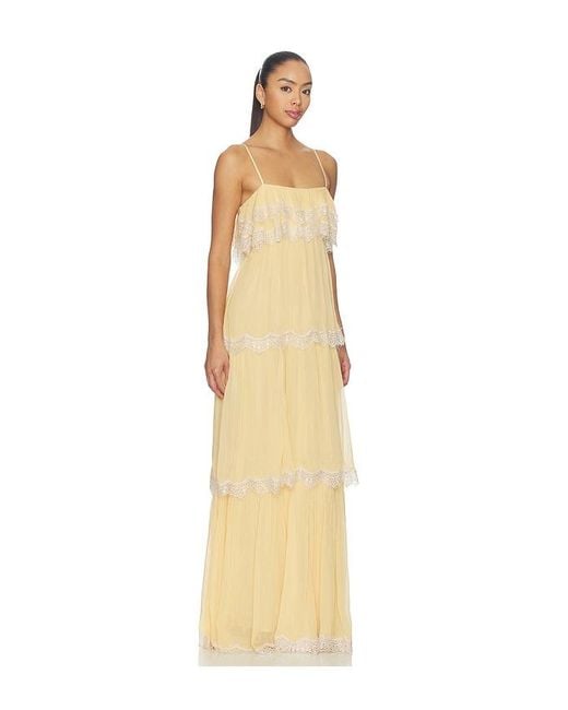 Hemant & Nandita Natural Tiered Maxi Dress