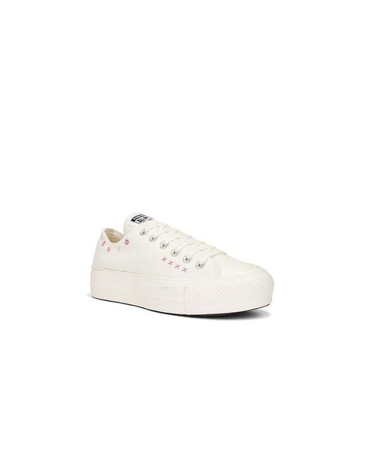 Converse White Chuck Taylor All Star Lift Floral Embroidery Low Top Sneaker