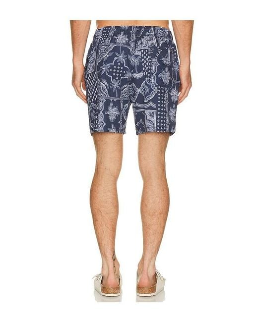 Vintage Summer Blue 4 Way Stretch Volley Swim Trunk for men