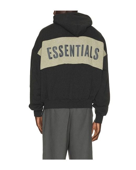 Fear Of God Black Cropped Relaxed Panelled Hoodie for men
