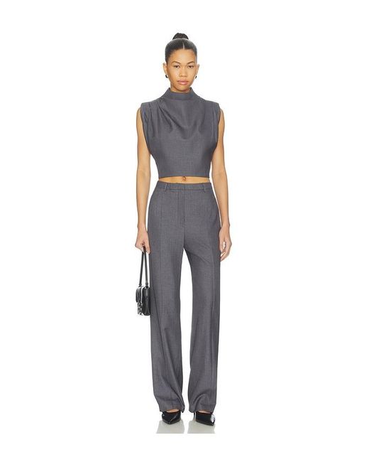 AEXAE Blue Twill Clouched Crop Top