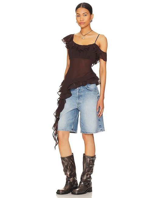 LPA Blue Jess Flounce Scarf Top