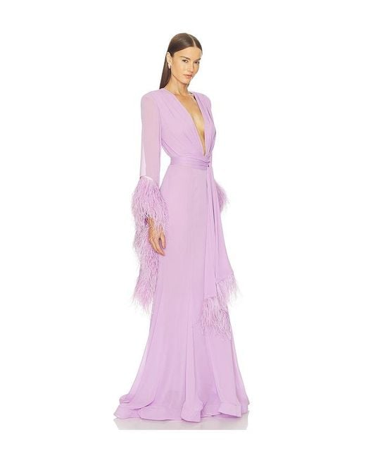 Bronx and Banco Pink Geisha V-Neck Maxi Dress