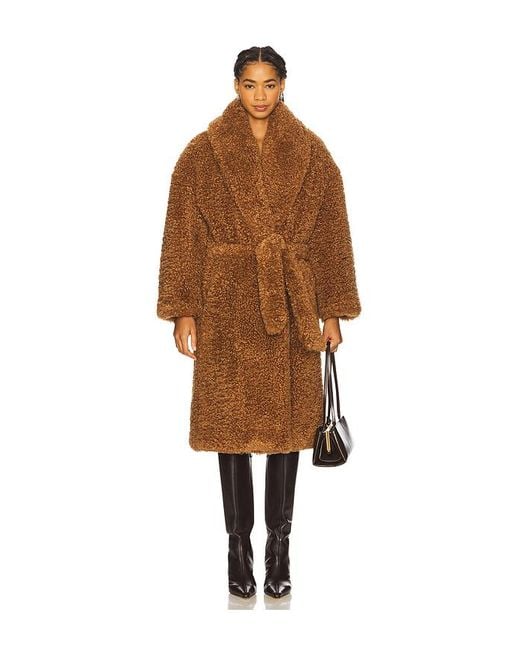Atlein Brown Long Teddy Wrap Coat
