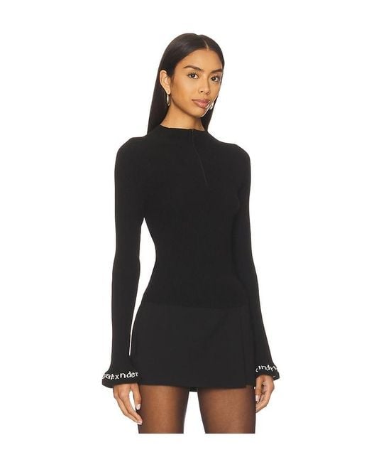 Alexander Wang Black Logo Ribbed Pullover