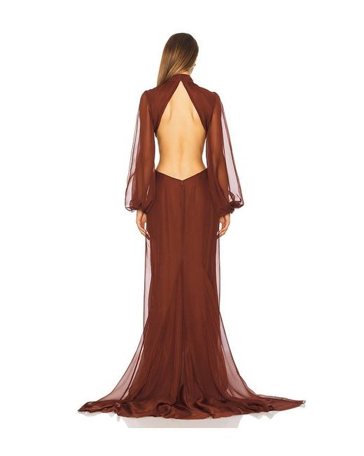 retroféte Brown Rosalinda Chiffon Dress