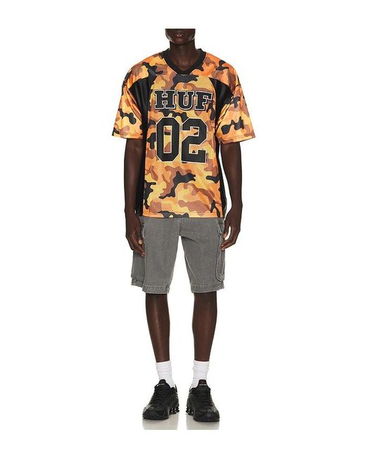 Huf Orange Camo Football Jersey Tee for men