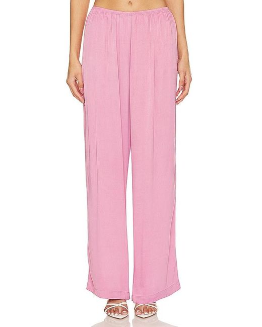 DONNI. Pink Satiny Simple Pant