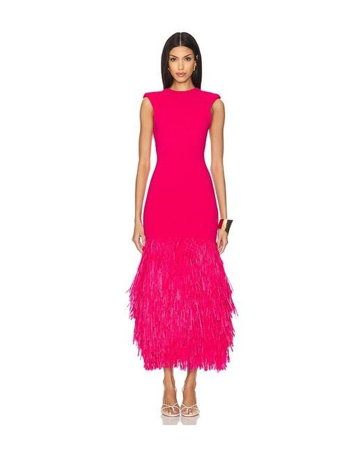 aje rushes raffia knit midi dress orange Aje. Rushes Raffia Knit Midi Dress in Red