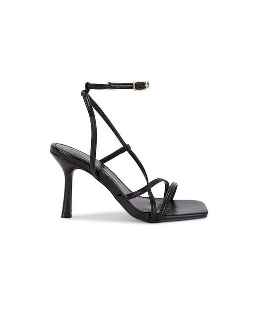 superdown Black Strappy Square-Toe Faux Leather Heels