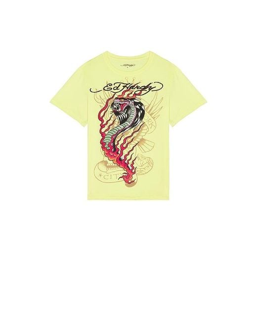 Ed Hardy White Cobra Flame Rhinestone Tee for men