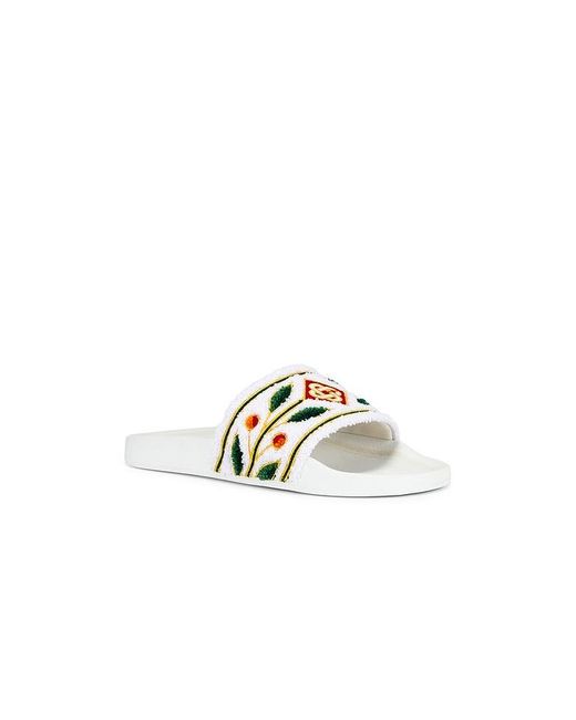Casablanca White Embroidered Terry Slider for men