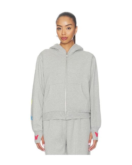 Lauren Moshi White Leann Zip Up Hoodie