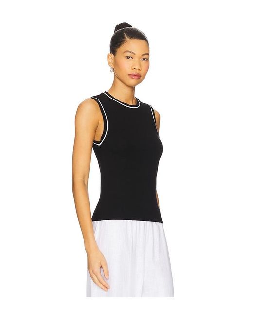 DONNI. Baby Rib Contrast Tank Top Black