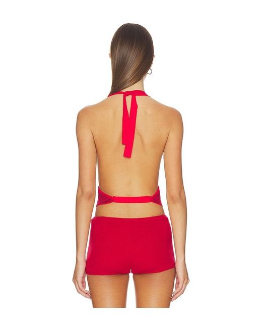 Frankie's Bikinis Red X Jennie Briar Cloud Knit Halter Top