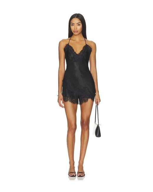 Bardot Blue Silvio Satin Lace Trim Short
