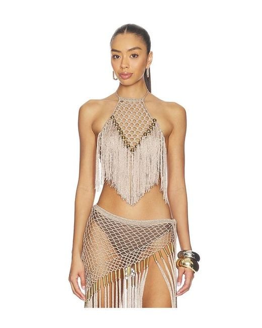 MY BEACHY SIDE Natural Aria Hand Crochet Halter Top