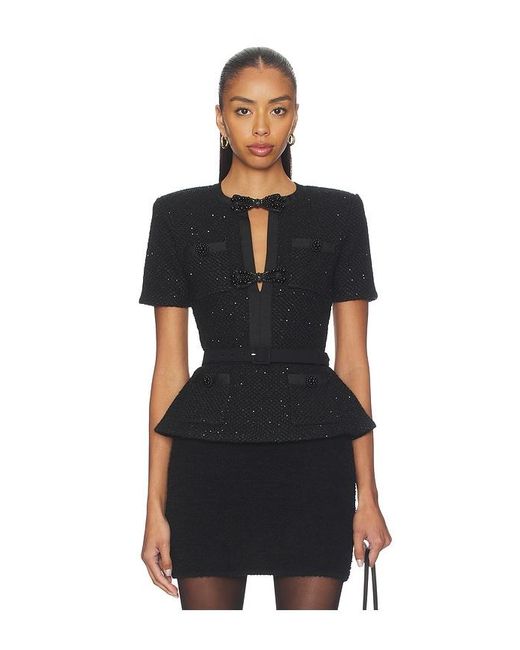 Self-Portrait Black Sequin Knit Top
