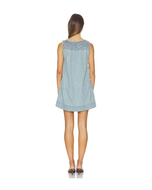 Free People Blue Maisie Smocked Denim Mini Dress