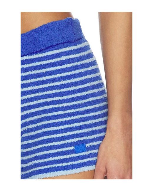 De Rococo Blue Boucle Micro Mini Shorts