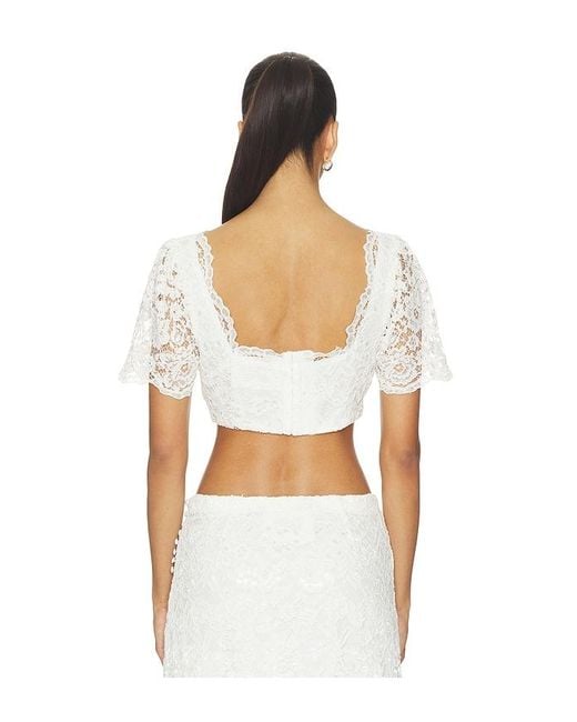 Frankie's Bikinis White X Paige Lorenze Honeymoon Lace Blouse