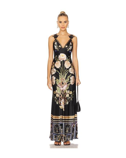 Camilla White V Neck Full Length Bias Slip Dress