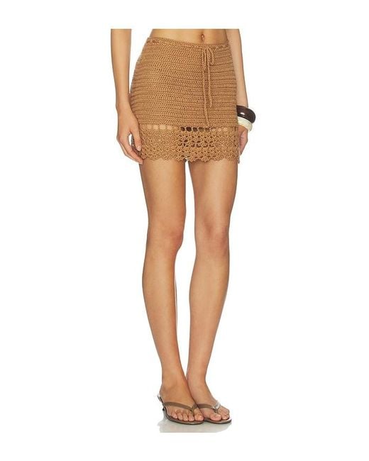 MORE TO COME Natural Elliana Crochet Mini Skirt