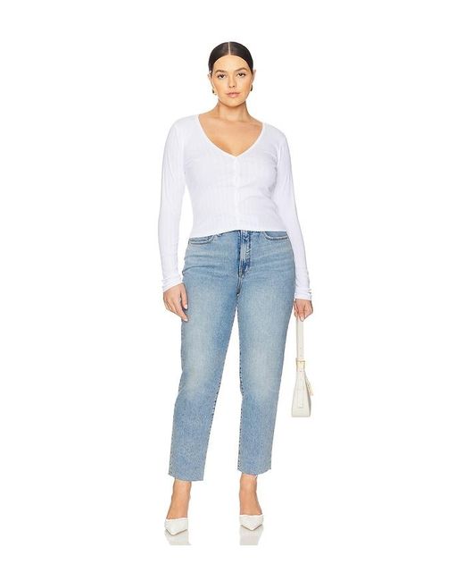 GOOD AMERICAN White Cotton Pointelle Cardigan